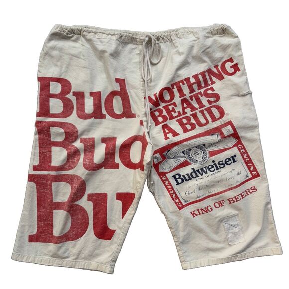 Vintage 80s Budweiser Sweet Sacks Line Backer One Size Shorts Anheuser Busch - Picture 1 of 10
